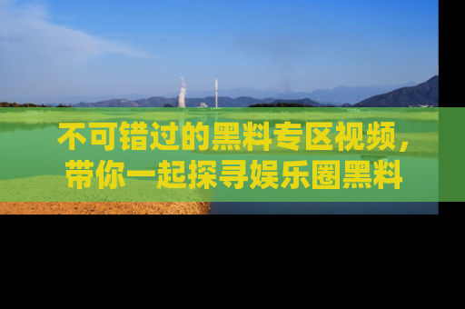 不可错过的黑料专区视频，带你一起探寻娱乐圈黑料