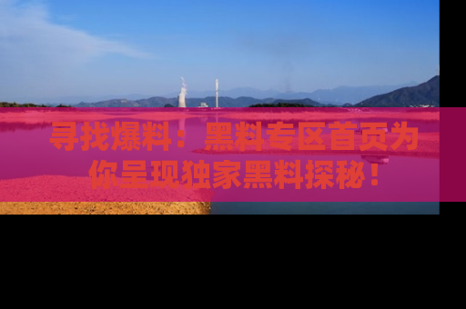 寻找爆料:黑料专区首页为你呈现独家黑料探秘!